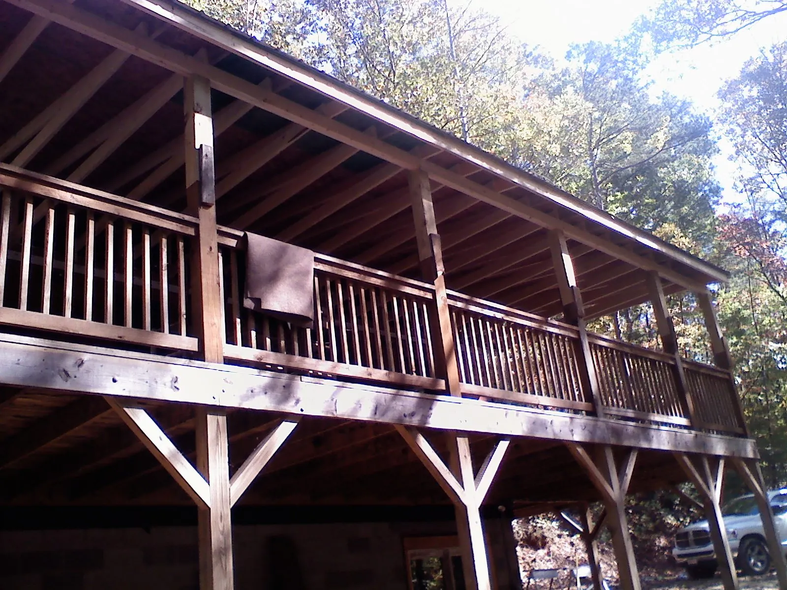 Timber framing under a new elevated porch and deck — Roof Leak Repair in Woodbine by Roofing Brothers